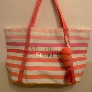 Victoria’s Secret Pink Peach and White Beach Bag💛
